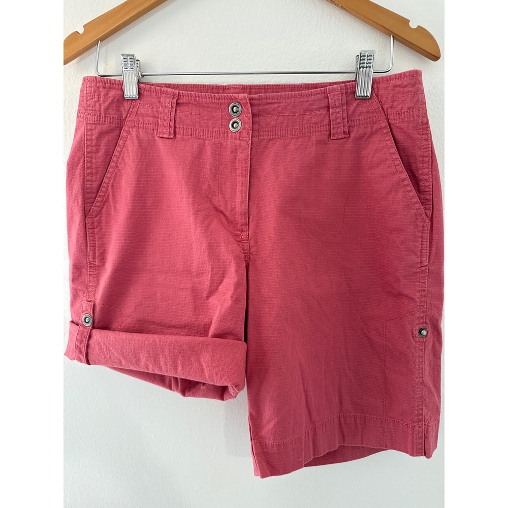 L.L. Bean Women's Shorts Red Size 10 Roll-Tab Snap Tab Rip Stop Hiking Gorpcore